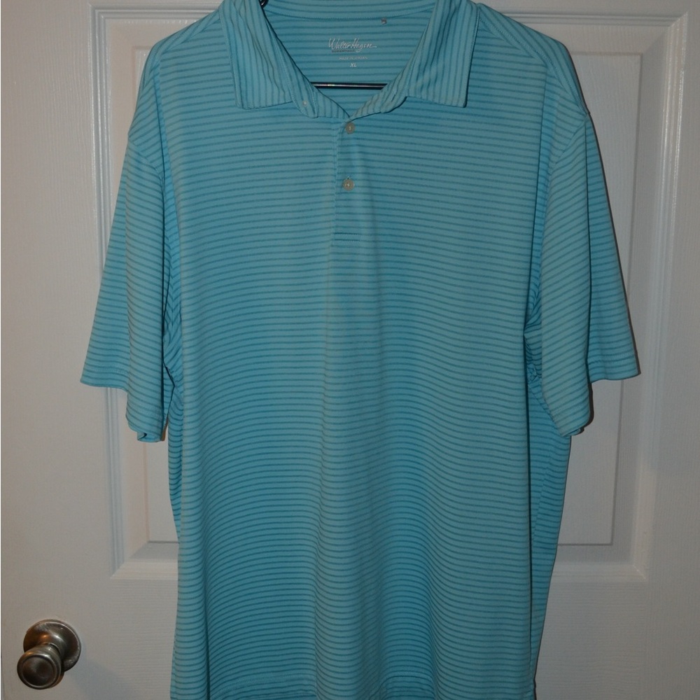 Walter Hagen Light Blue Striped Golf Polo